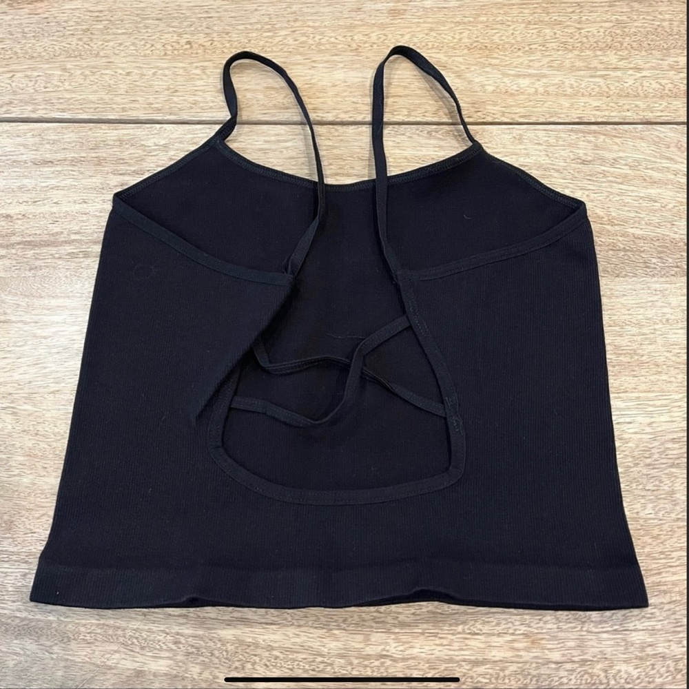 Free People Strappy Back Tighten Up Tank Black NWT - Picture 6 of 6